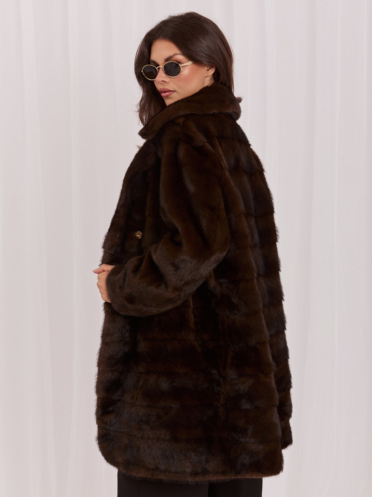 MELFIA Belted Faux Fur Coat