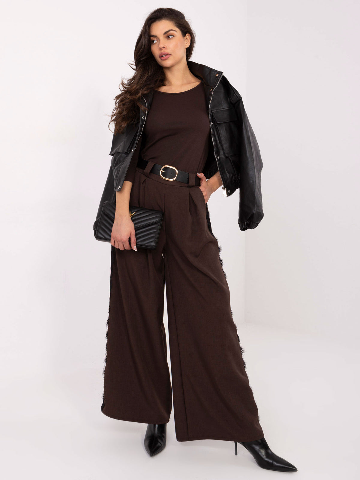 MELFIA Elegante Hose mit Spitzenstreifen