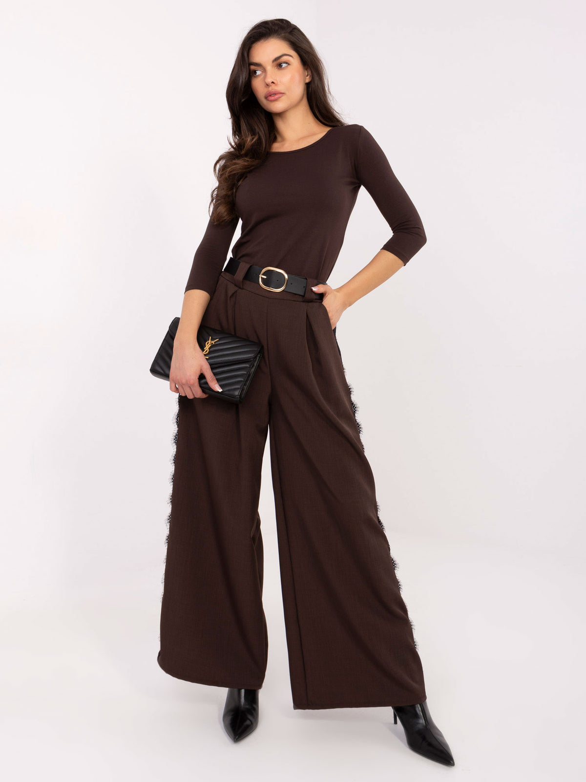 MELFIA Elegante Hose mit Spitzenstreifen