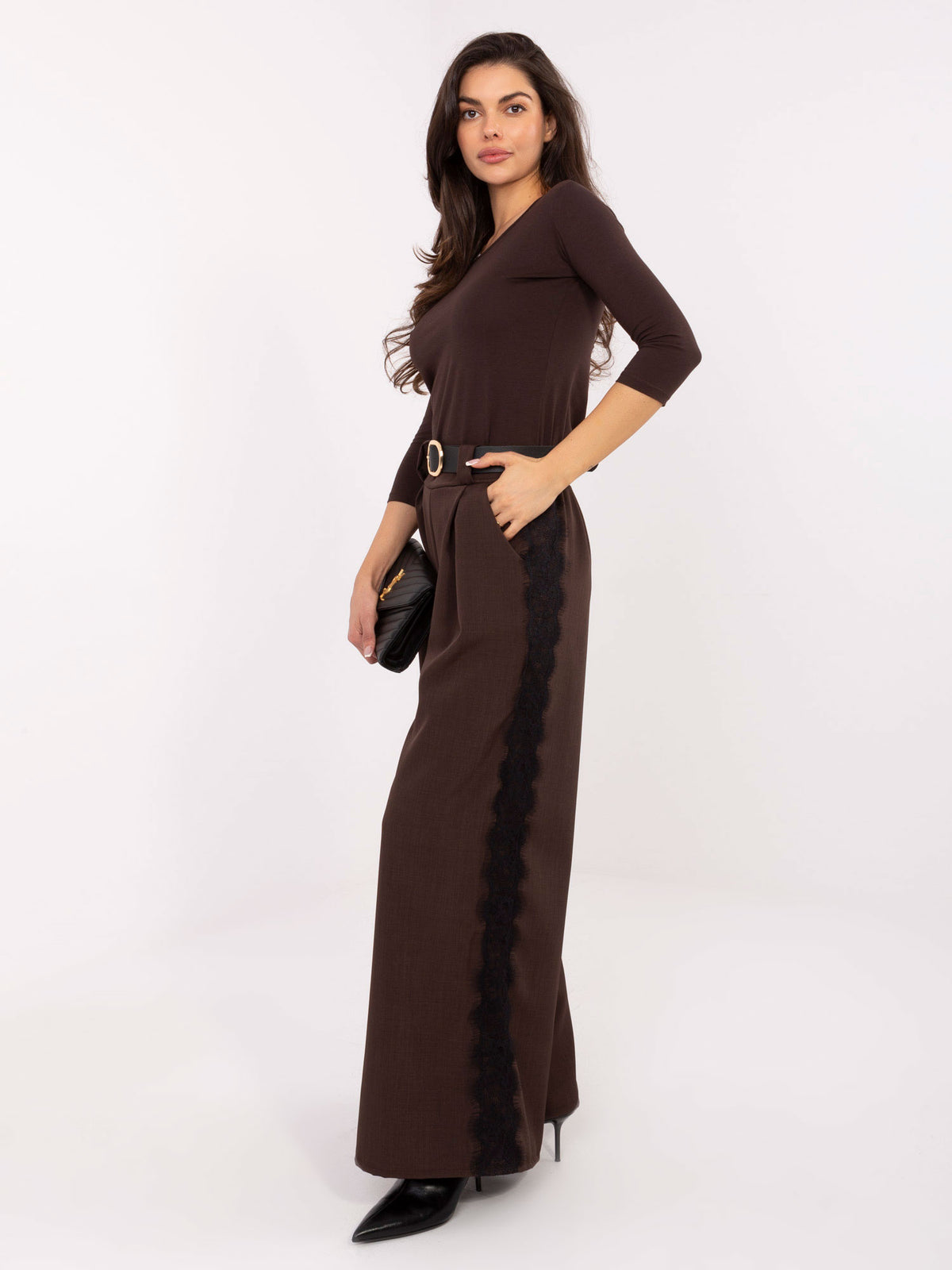 MELFIA Elegante Hose mit Spitzenstreifen