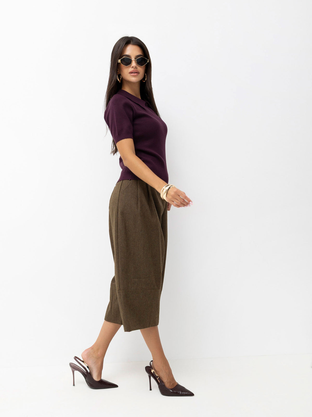 MELFIA® Damen-Polo-Pullover mit kurzen Ärmeln
