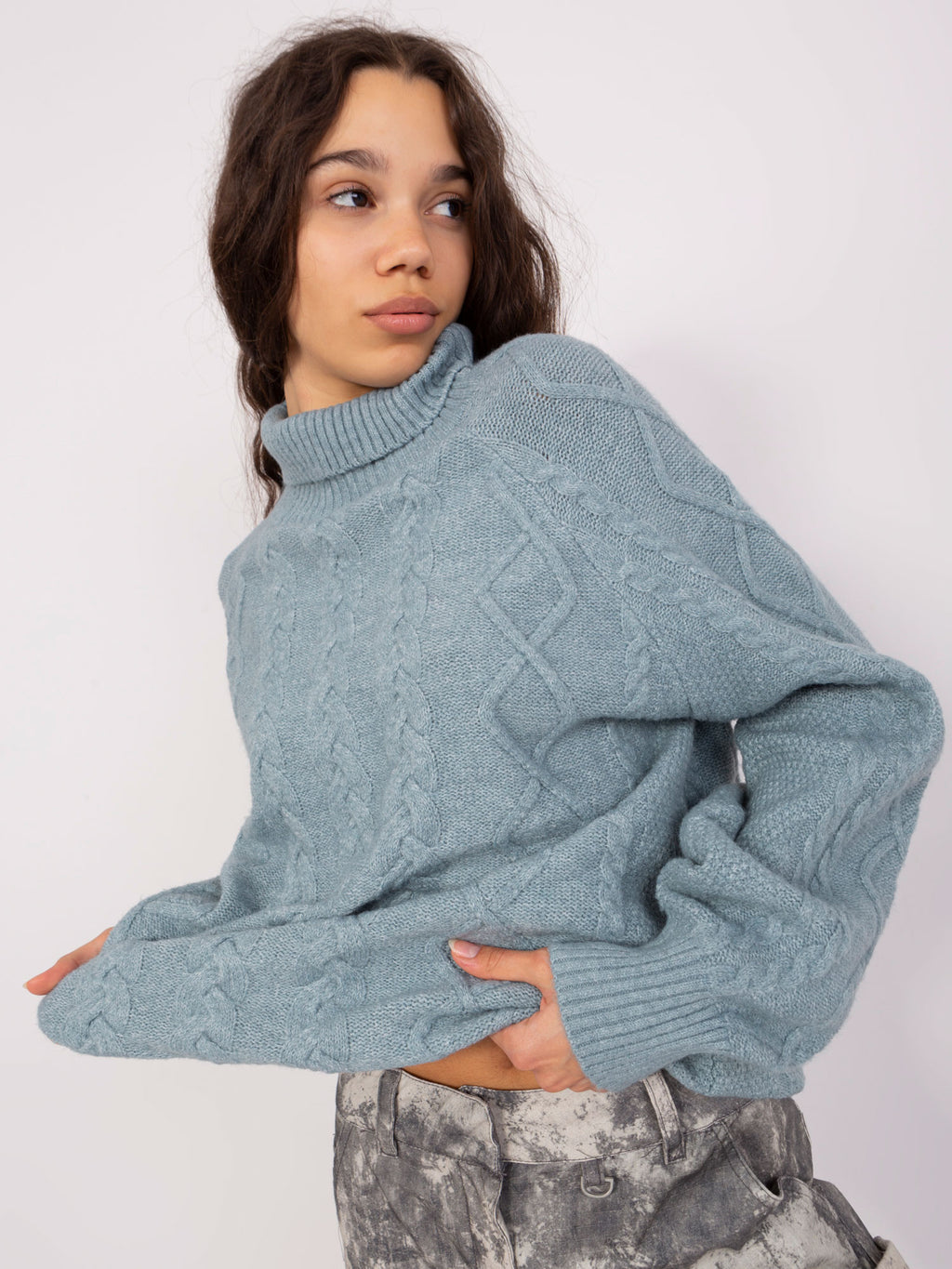 MELFIA – Damenpullover mit Zopfmuster und Rollkragen