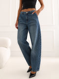 MELFIA NOIR Barrel-Leg Jeans in Dunkelblau