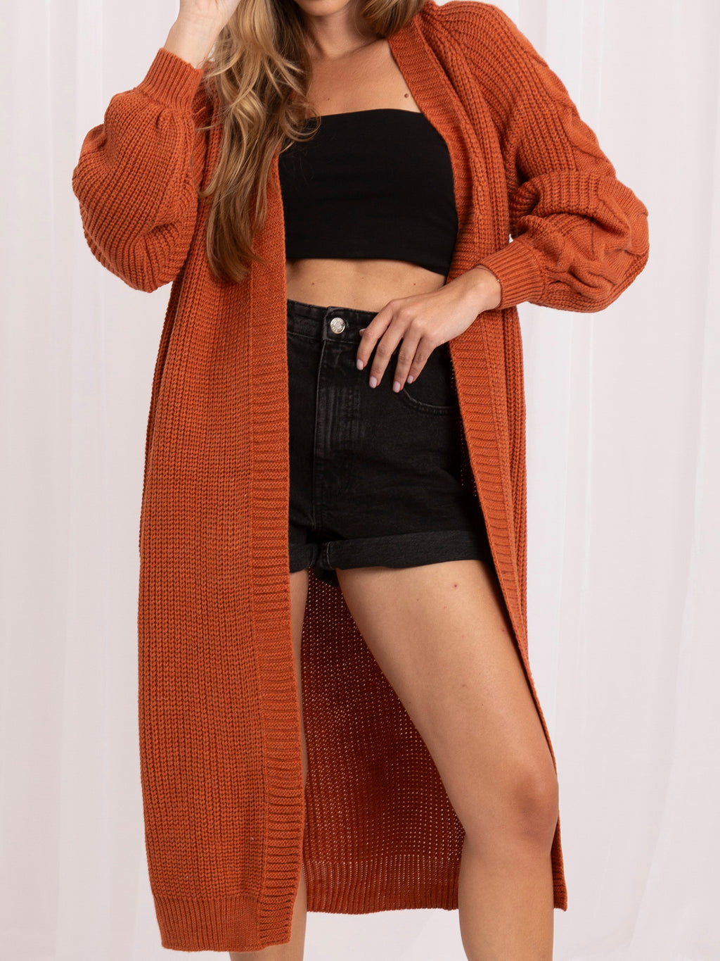 MELFIA – Langer Cardigan ohne Verschluss