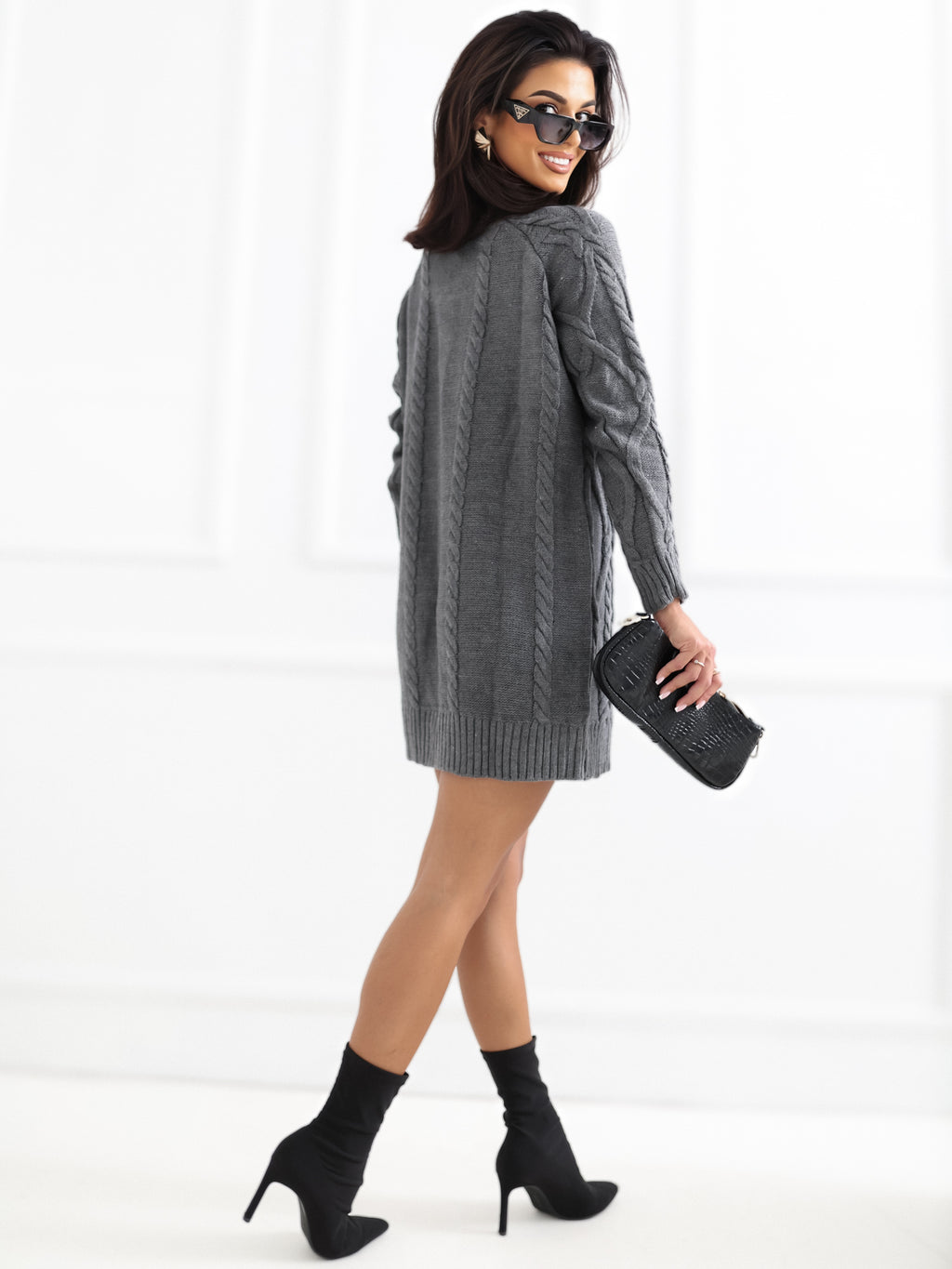 MELFIA Strickkleid mit Zopfmuster