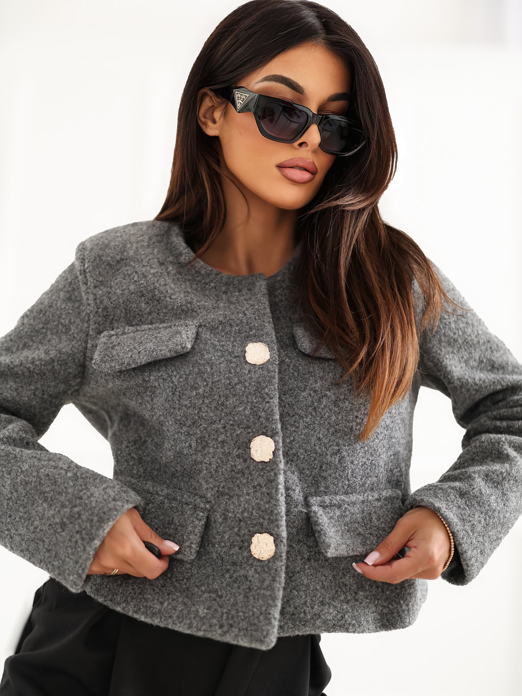 MELFIA Elegante Kurzjacke mit dekorativen Taschen
