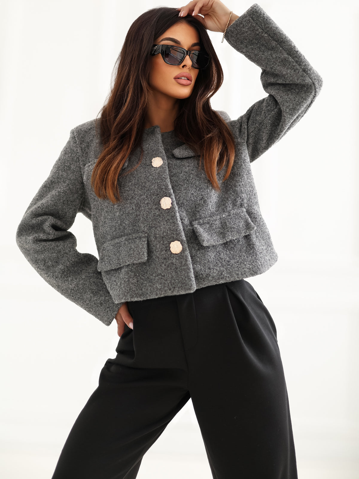 MELFIA Elegante Kurzjacke mit dekorativen Taschen