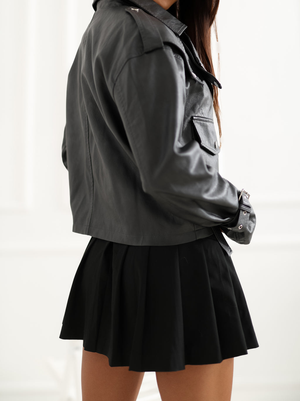 MELFIA Faux Leather Biker Jacket
