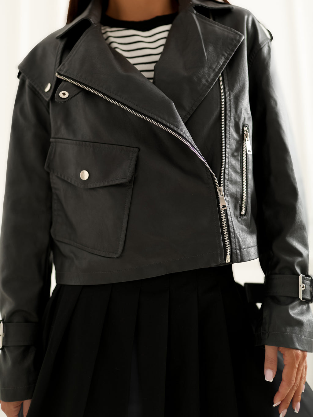 MELFIA Faux Leather Biker Jacket