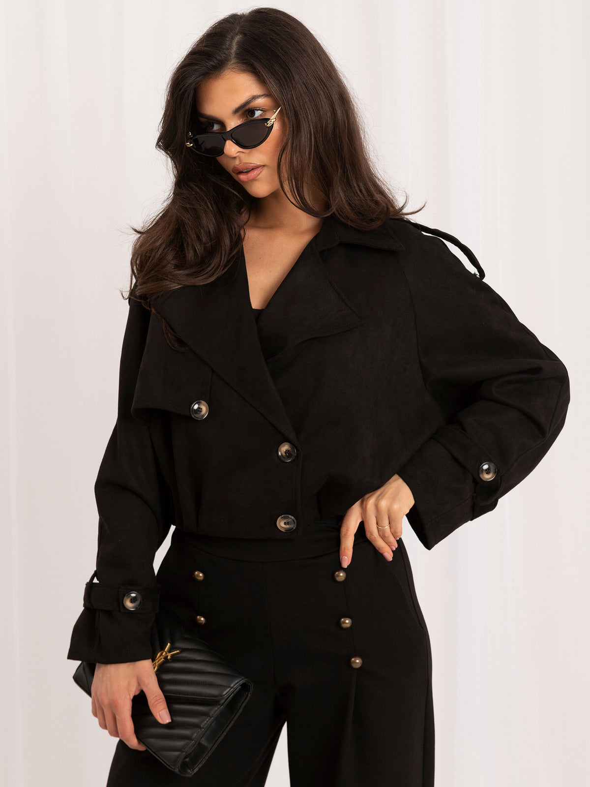 MELFIA Faux Suede Cropped Jacket