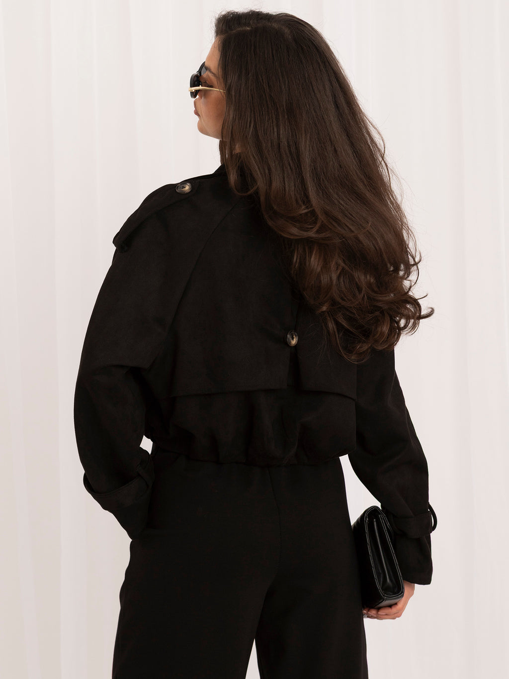 MELFIA Faux Suede Cropped Jacket