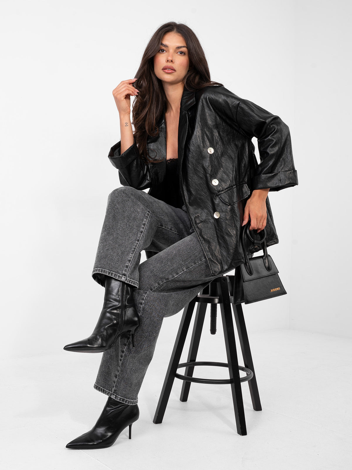MELFIA   Oversize-Jacke aus Kunstleder