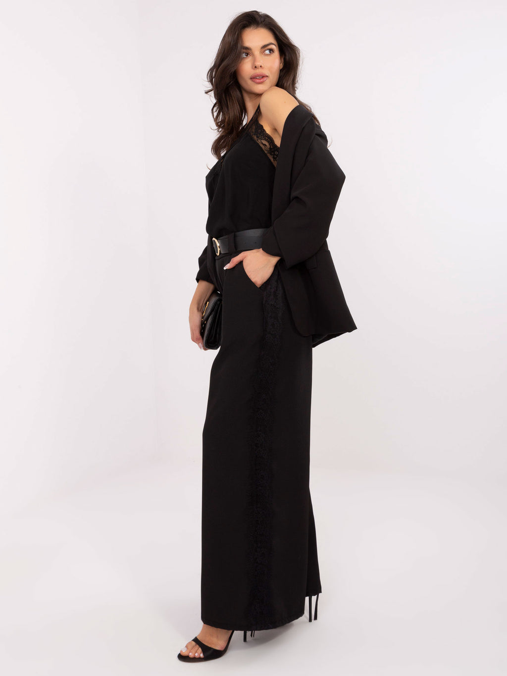 MELFIA Elegante Hose mit Spitzenstreifen