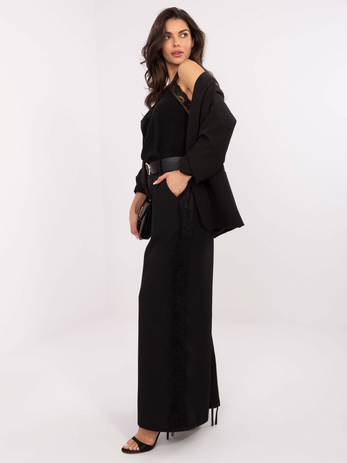 MELFIA Elegante Hose mit Spitzenstreifen