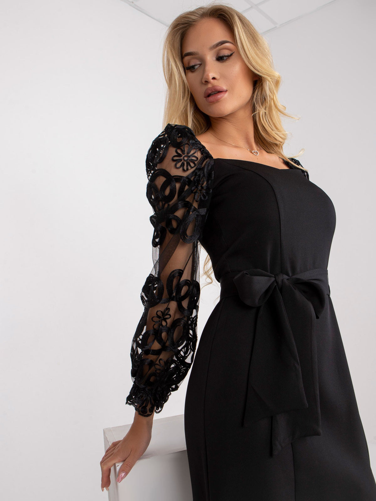 MELFIA Belted Maxi Evening Dress