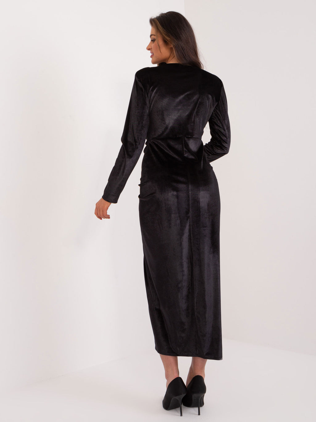MELFIA Velvet Slit Evening Dress