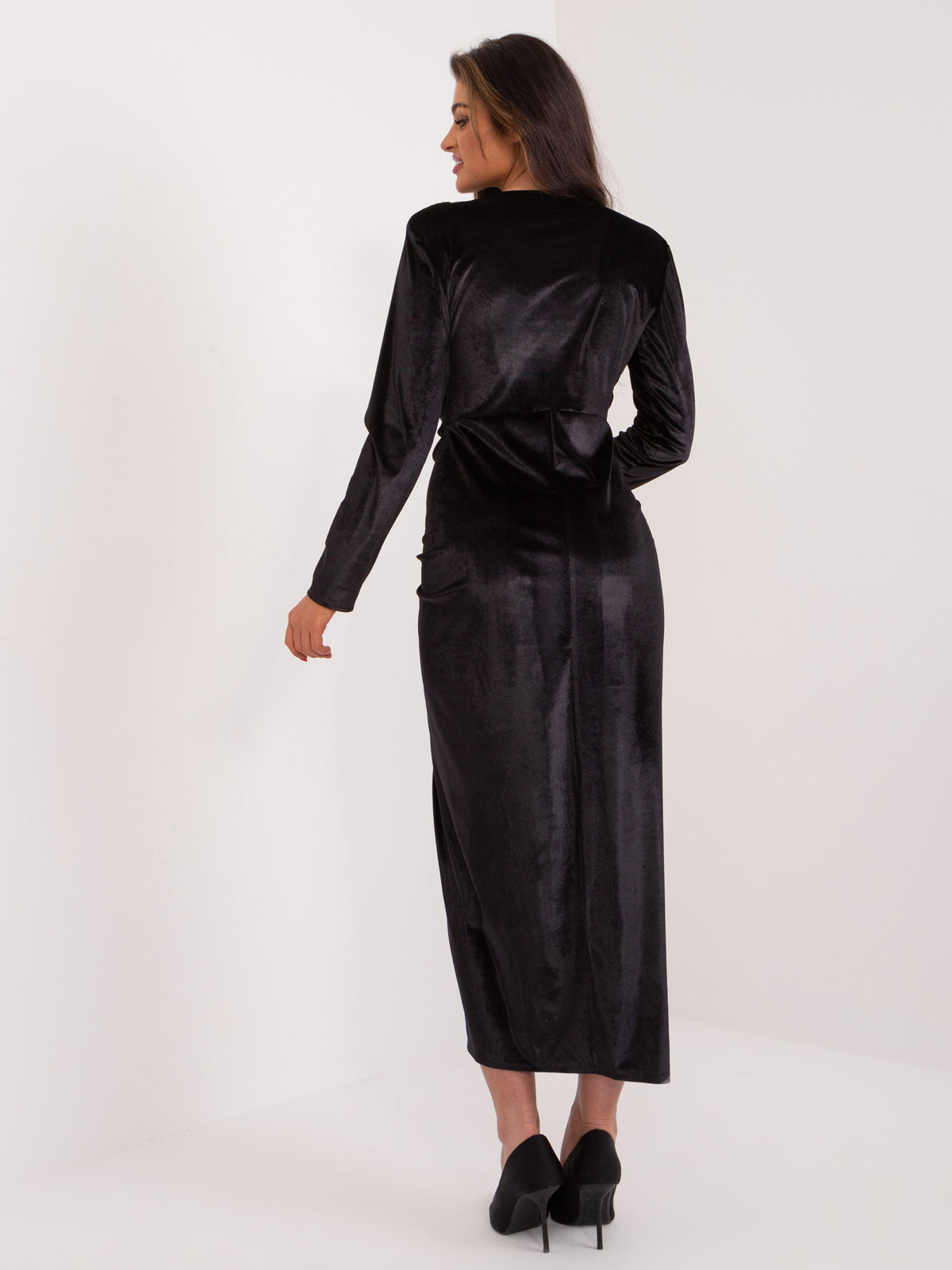MELFIA Velvet Slit Evening Dress