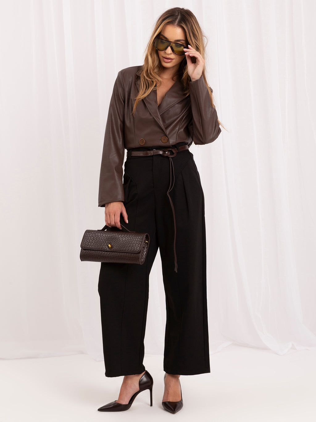 MELFIA Belted Wide Leg Trousers