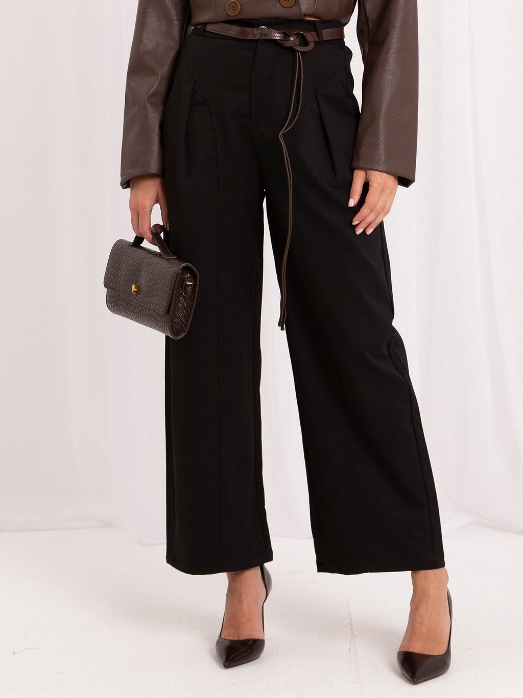 MELFIA Belted Wide Leg Trousers