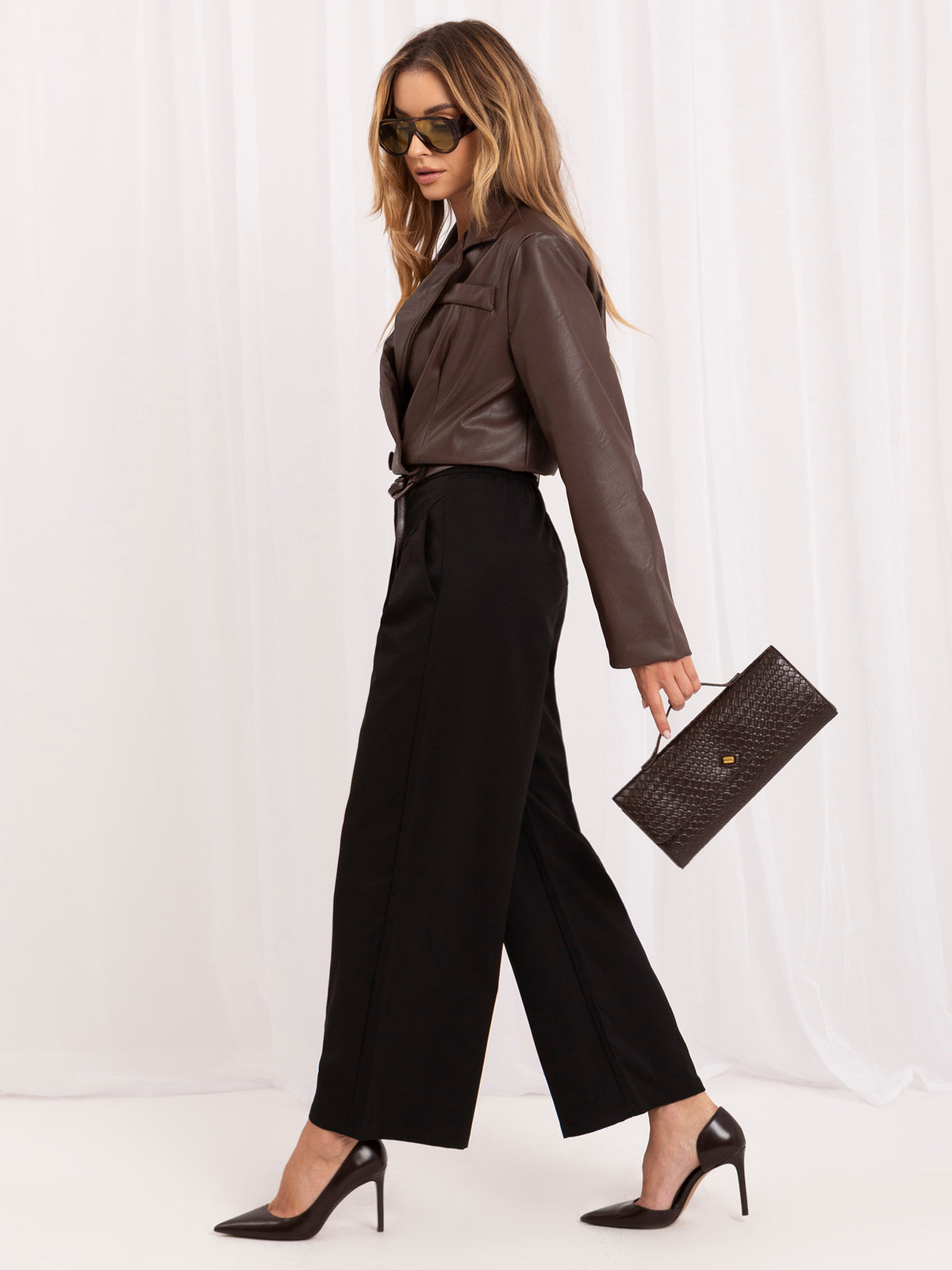 MELFIA Belted Wide Leg Trousers