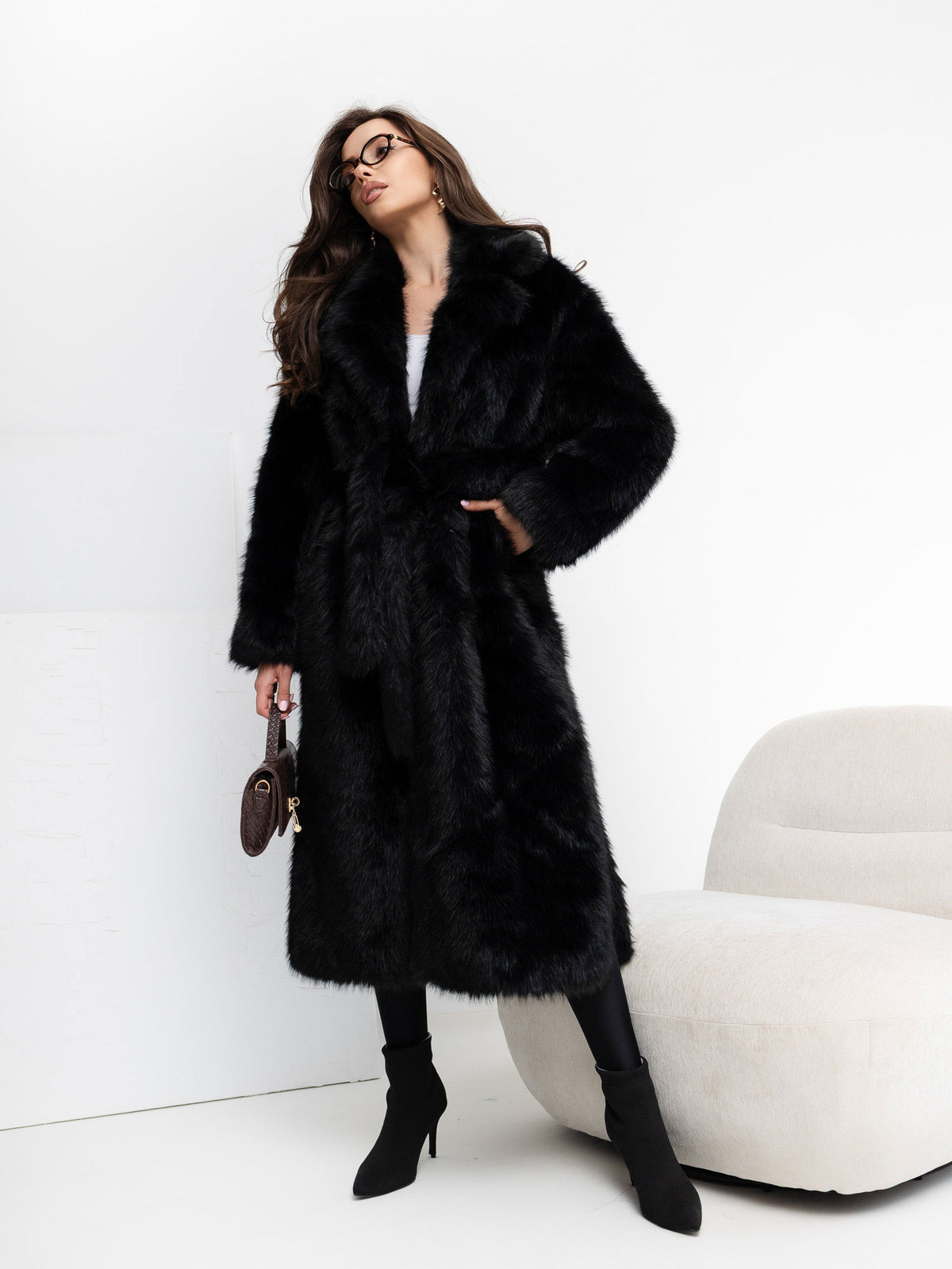 MELFIA Long Faux Fur Coat