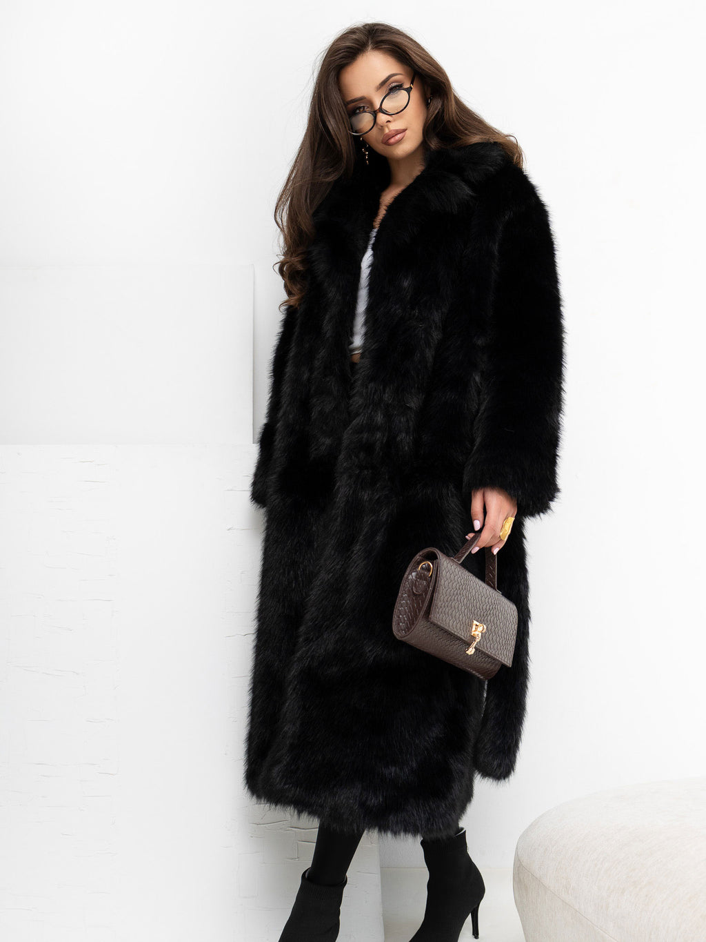 MELFIA Long Faux Fur Coat