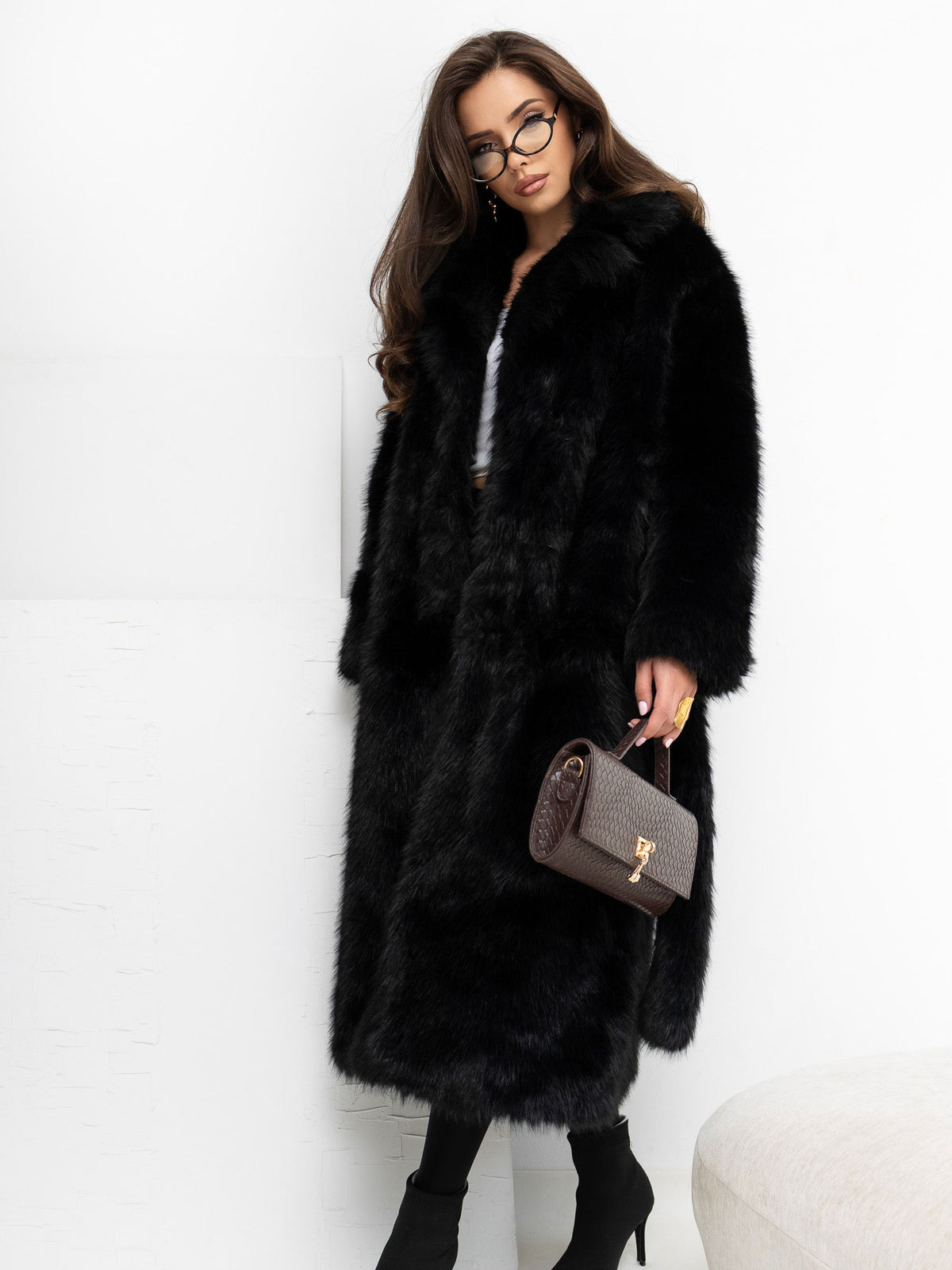 MELFIA Long Faux Fur Coat