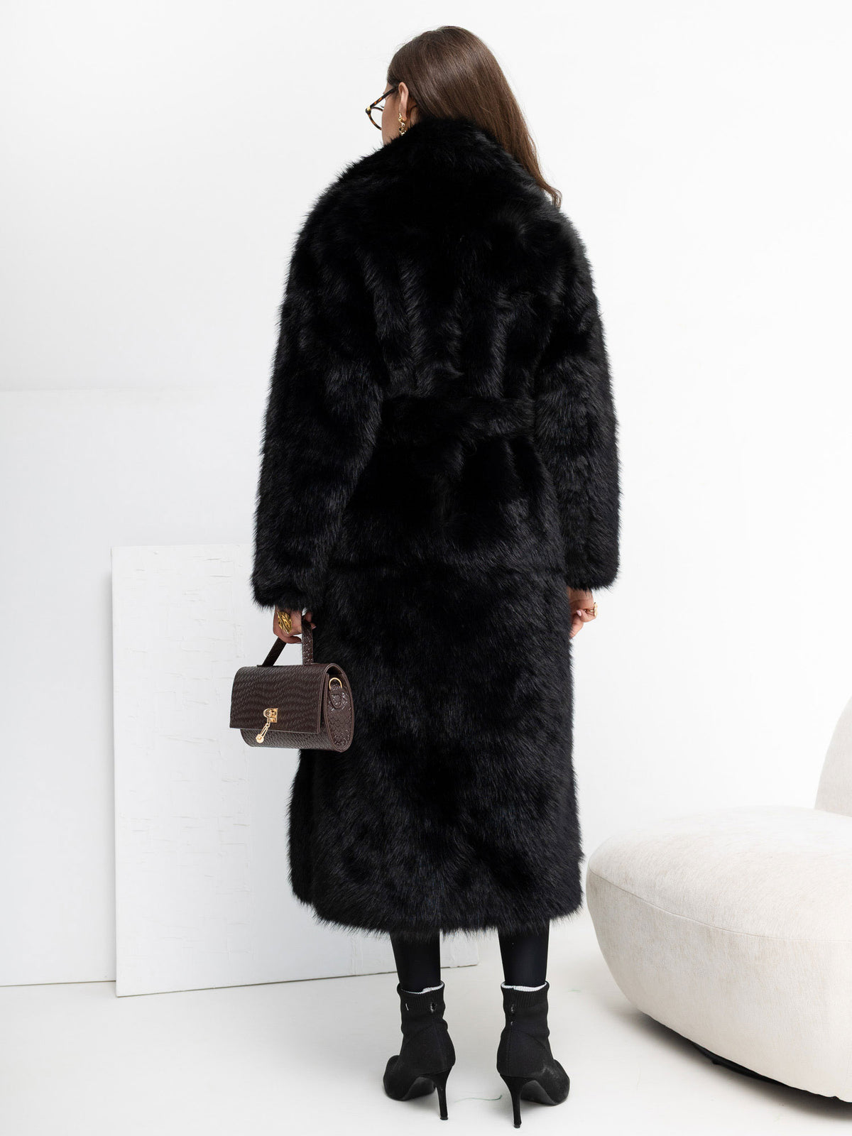 MELFIA Long Faux Fur Coat