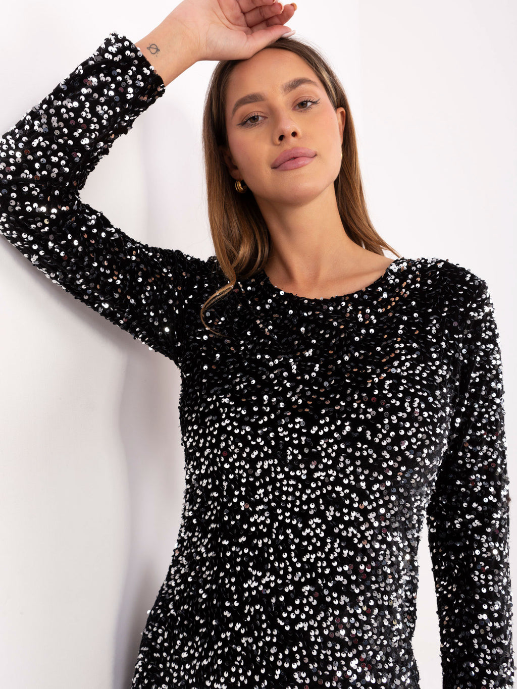 MELFIA Sequin Slit Dress