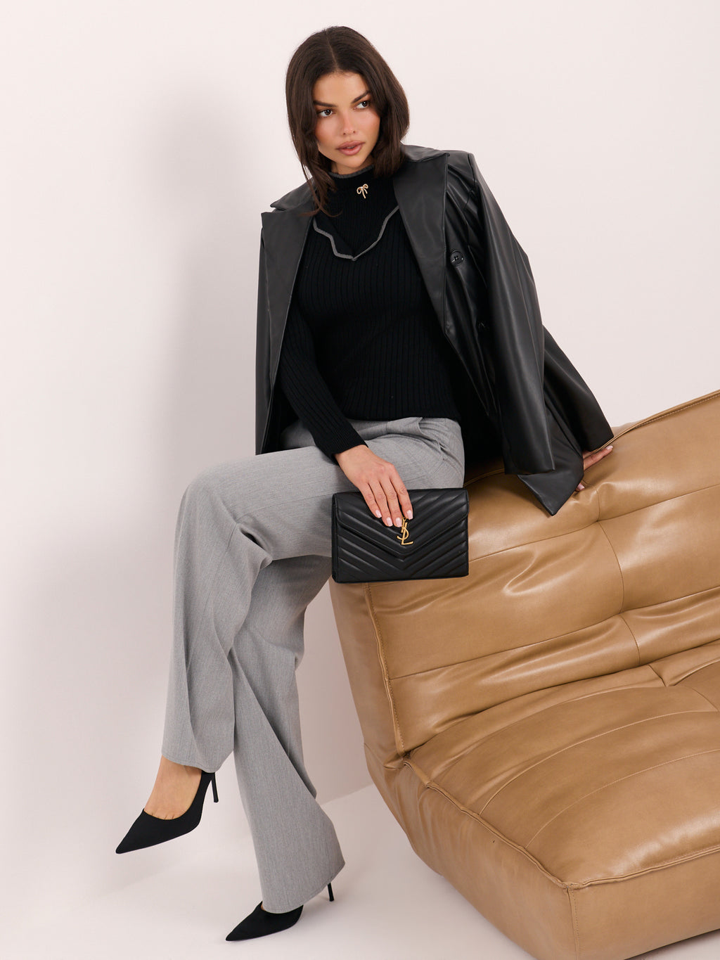 MELFIA® Gestreifter Pullover mit Stehkragen