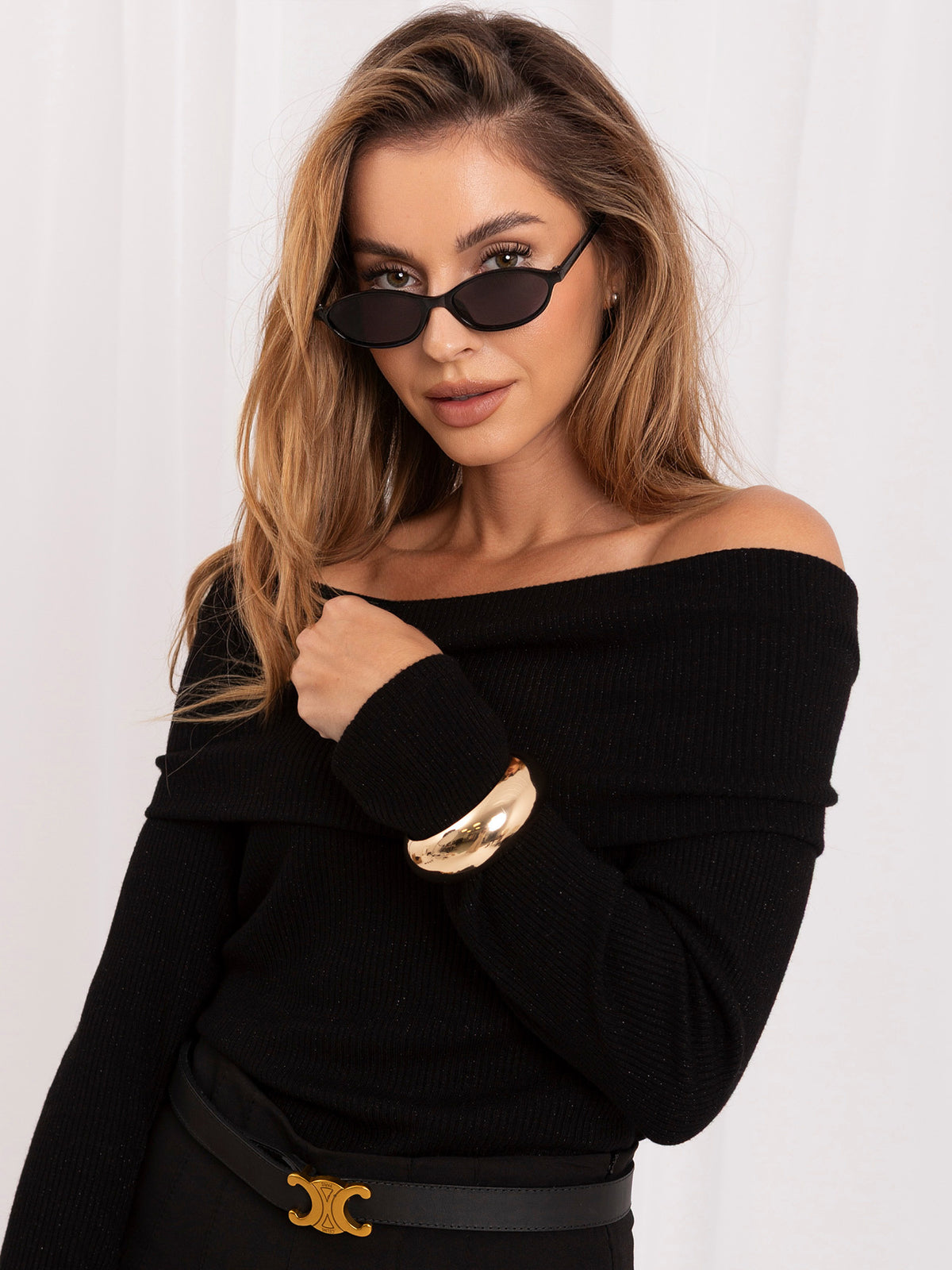 MELFIA Enganliegender Pullover mit Schalkragen
