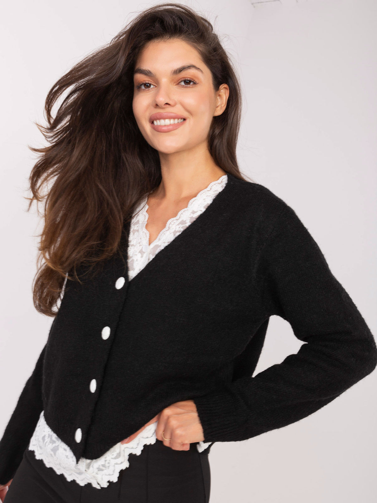 MELFIA® Cardigan mit Spitze & Knöpfen