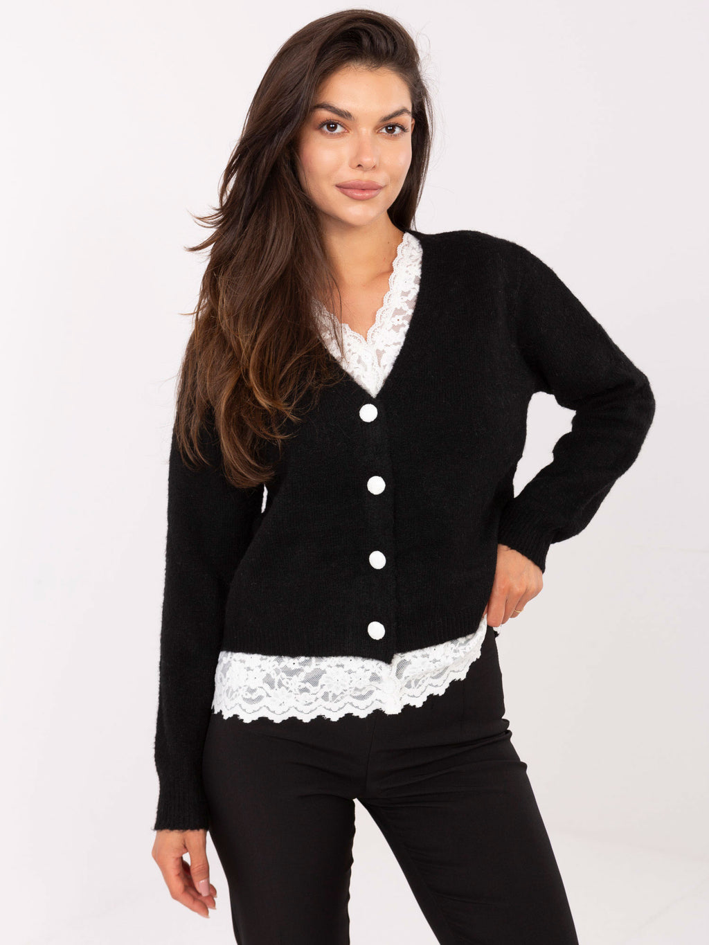 MELFIA® Cardigan mit Spitze & Knöpfen