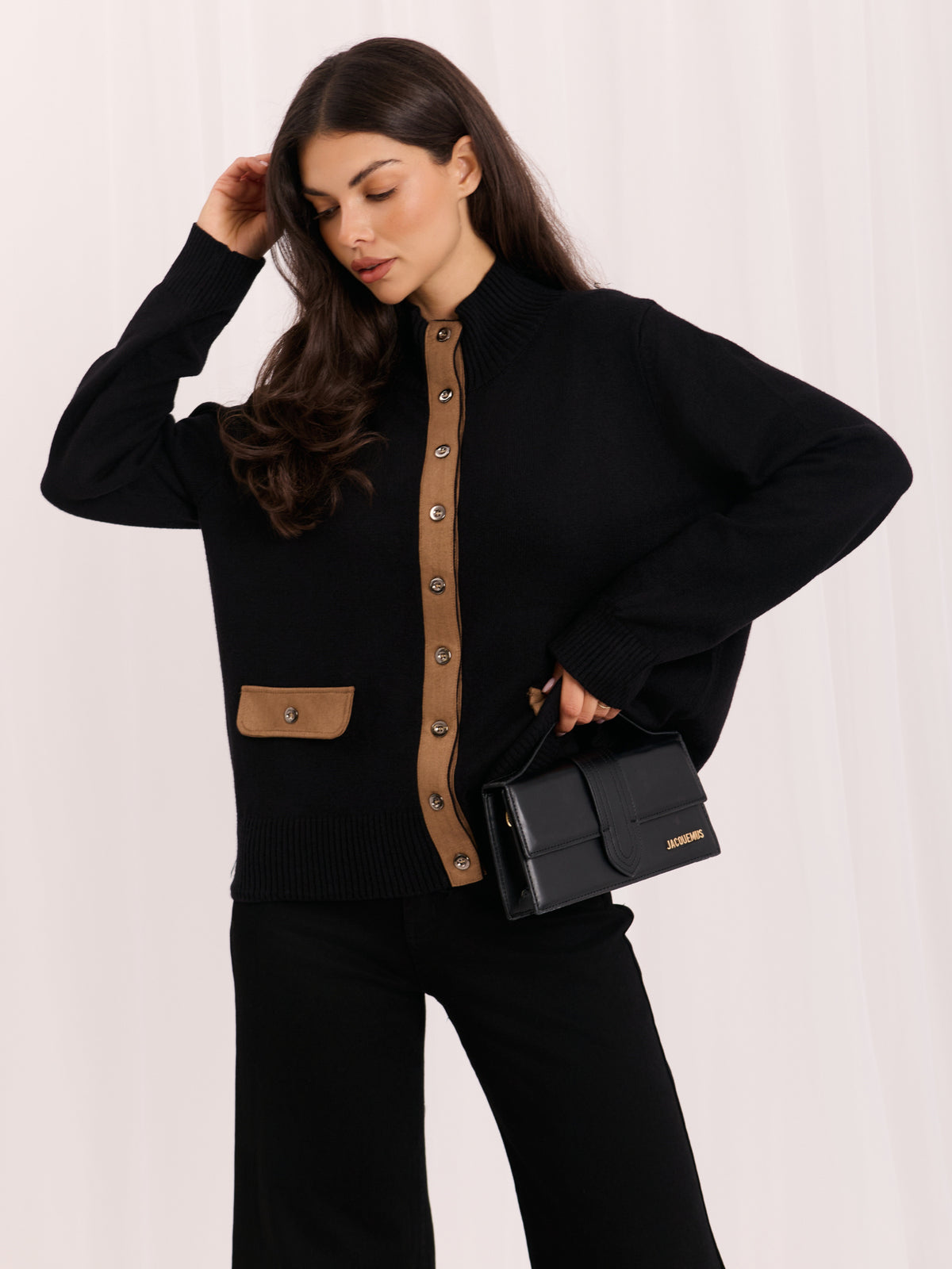 MELFIA® Cardigan mit Stehkragen & Knöpfen