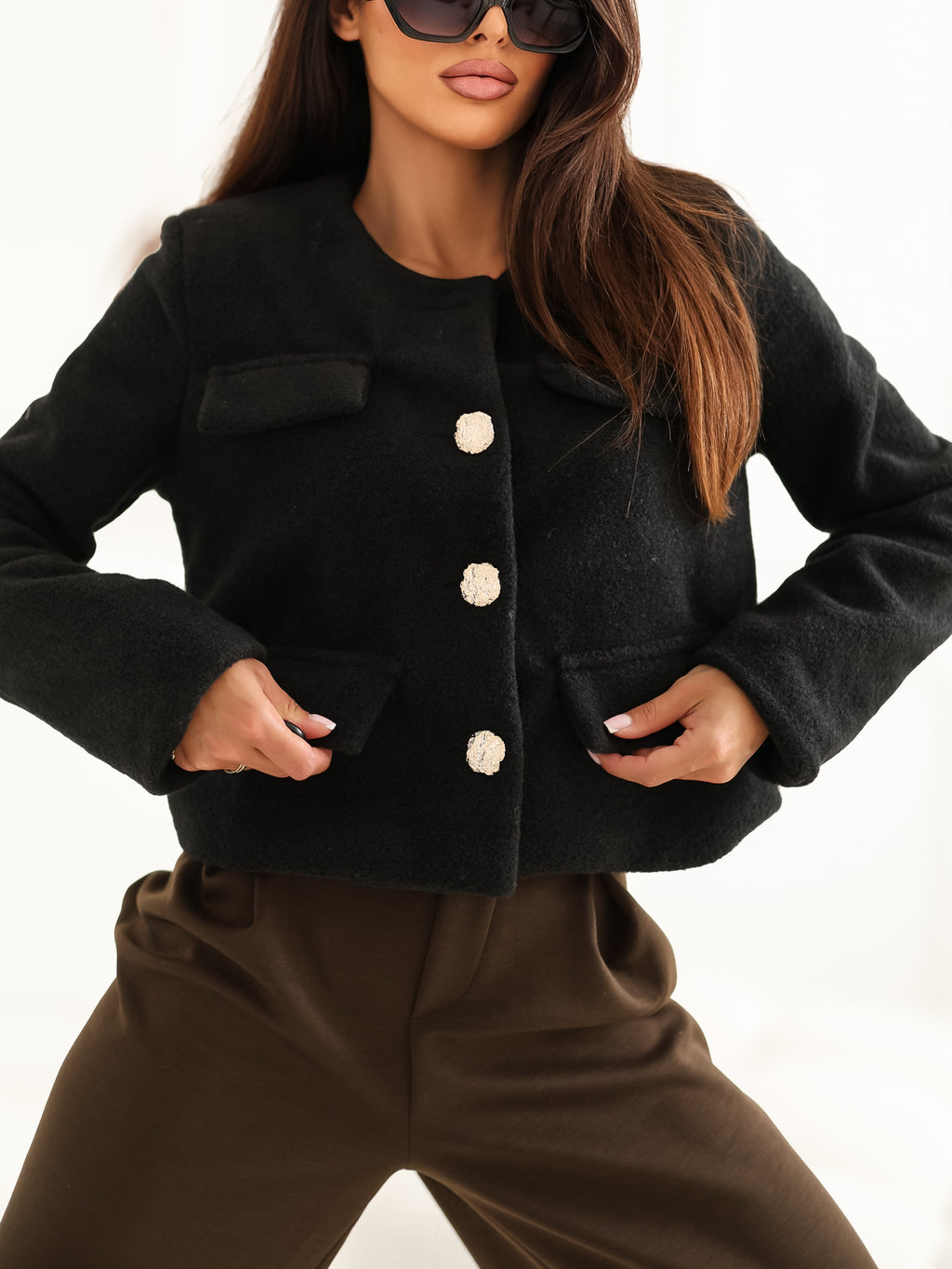 MELFIA Elegante Kurzjacke mit dekorativen Taschen