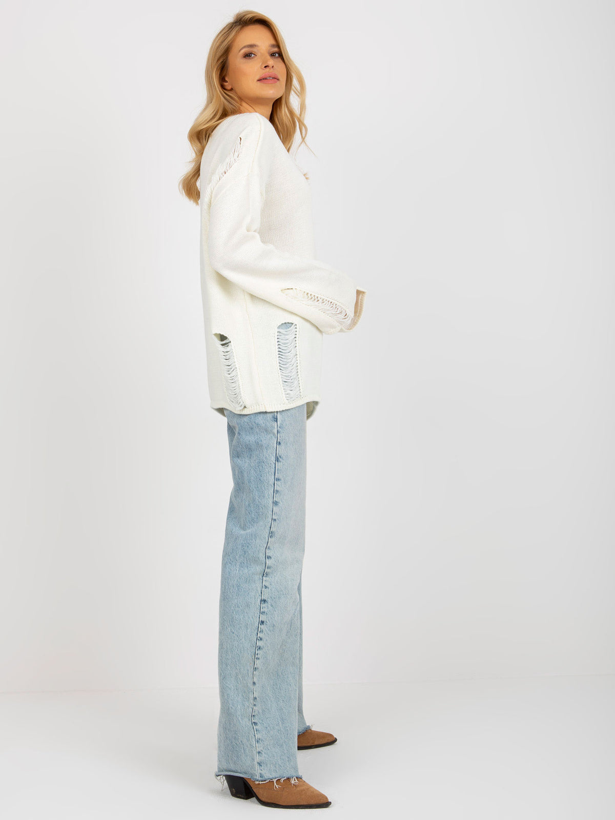 MELFIA Oversize-Pullover mit Weiten Ärmeln und Lochmuster