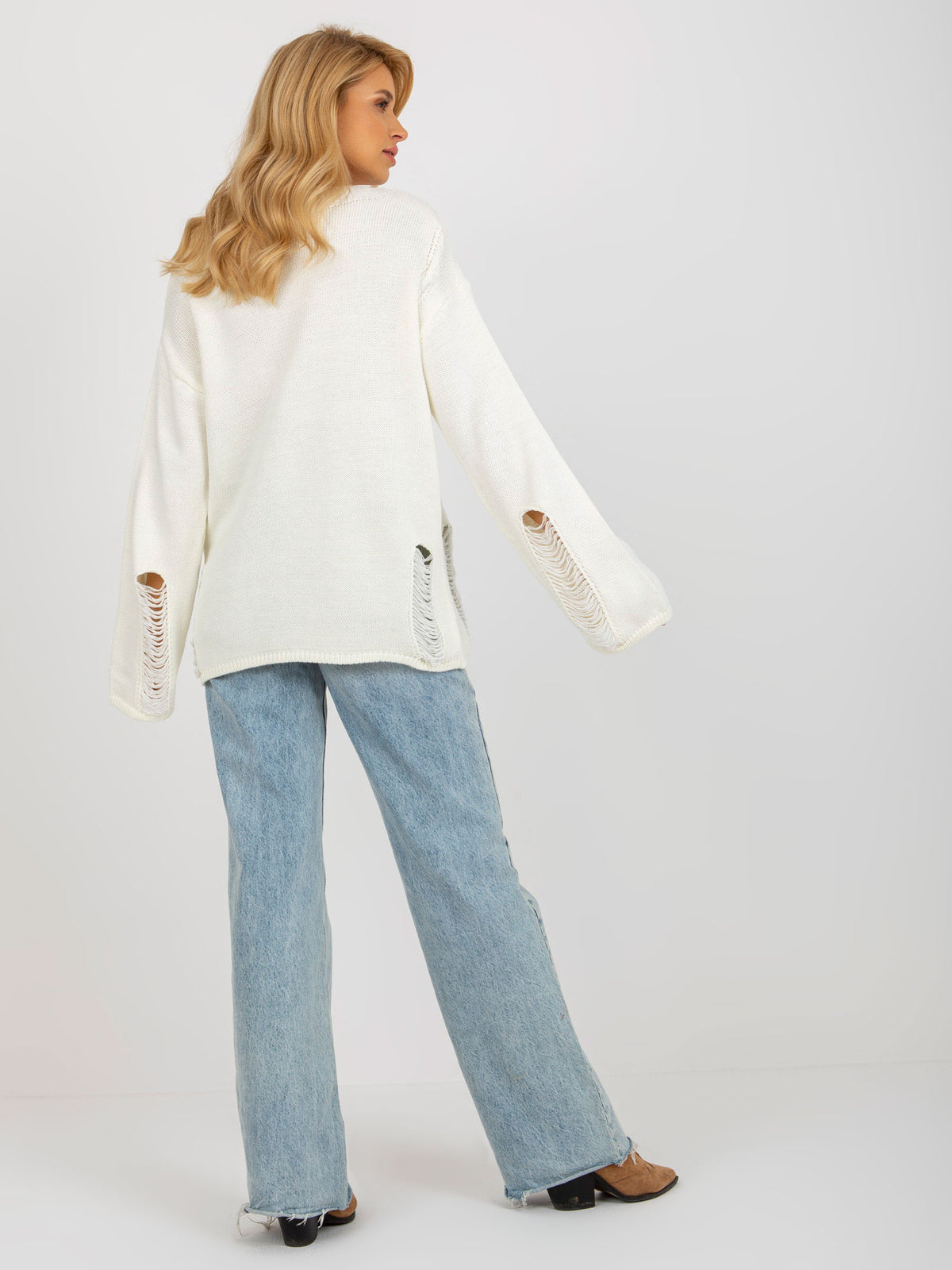 MELFIA Oversize-Pullover mit Weiten Ärmeln und Lochmuster