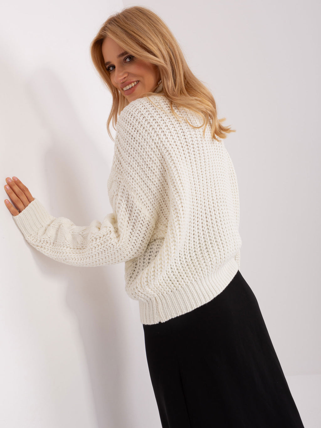 MELFIA – Damen Oversize-Pullover mit Zopfmuster