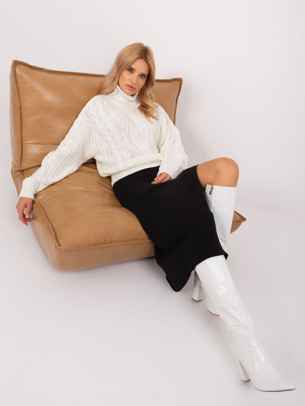 MELFIA – Damen Oversize-Pullover mit Zopfmuster