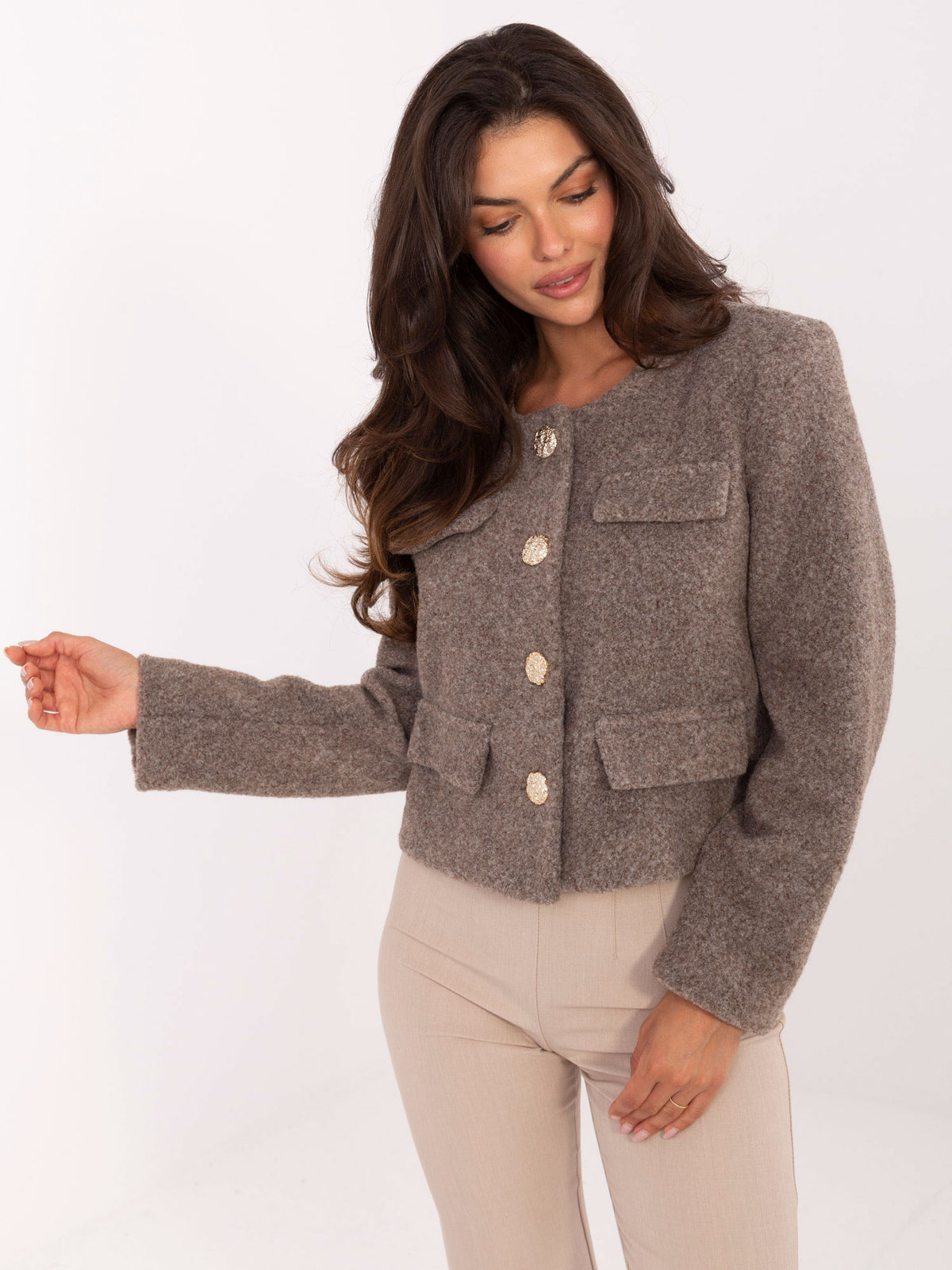 MELFIA Elegante Kurzjacke mit dekorativen Taschen