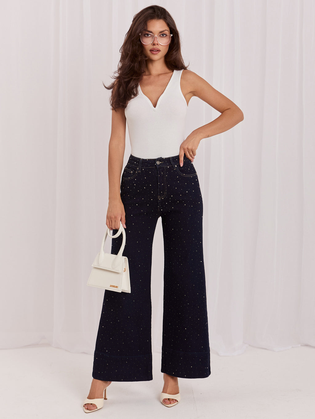 MELFIA LUNA Wide-Leg Jeans in Dunkelblau