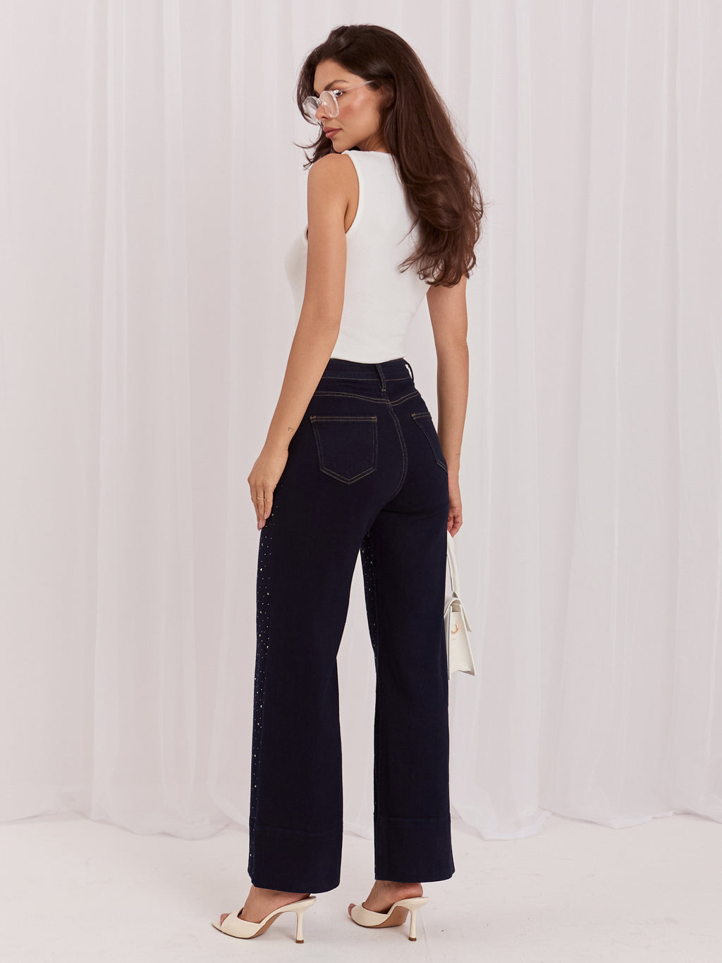 MELFIA LUNA Wide-Leg Jeans in Dunkelblau