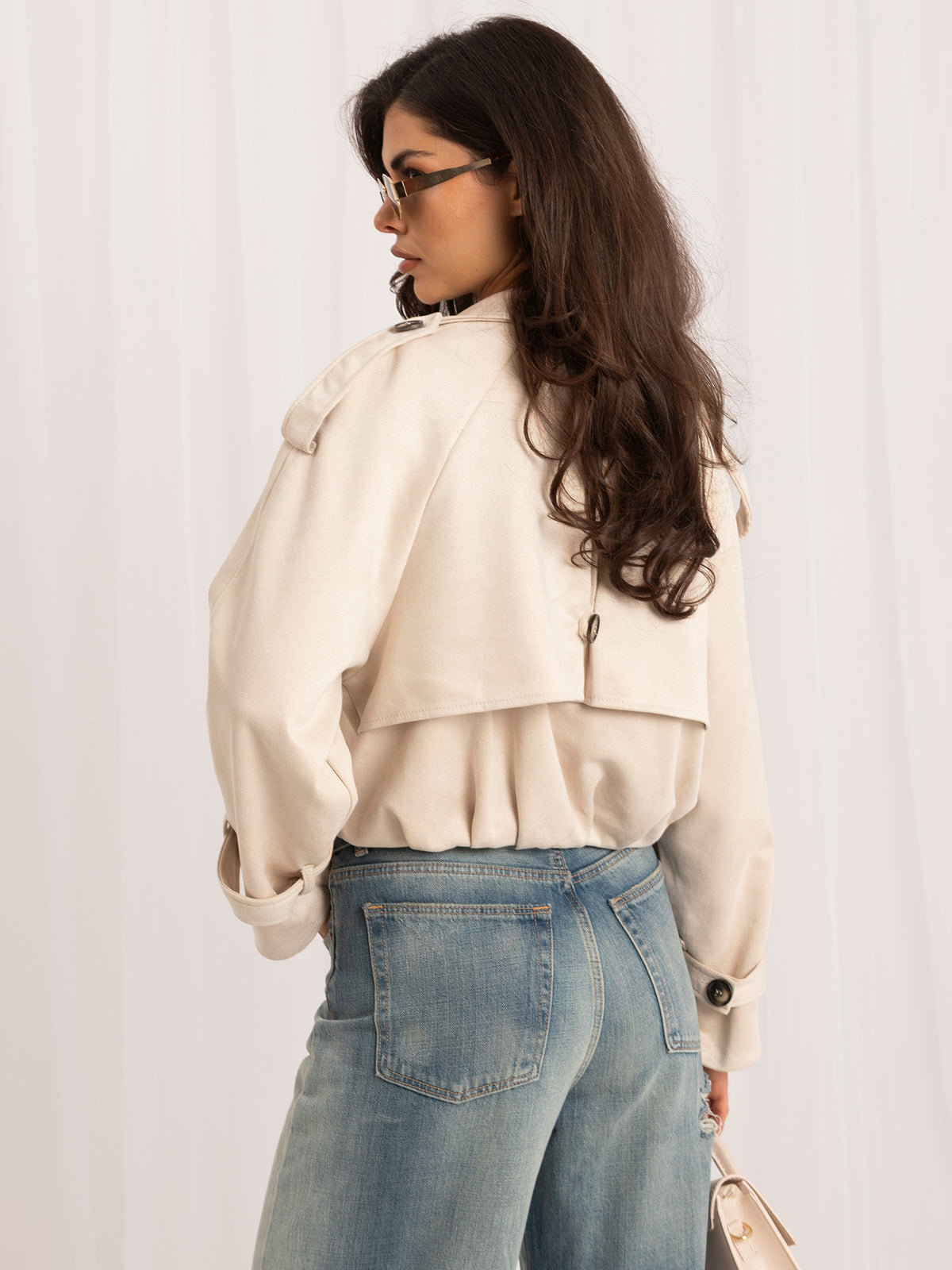 MELFIA Faux Suede Cropped Jacket