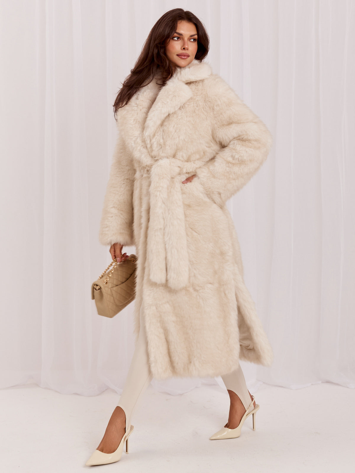 MELFIA Long Faux Fur Coat