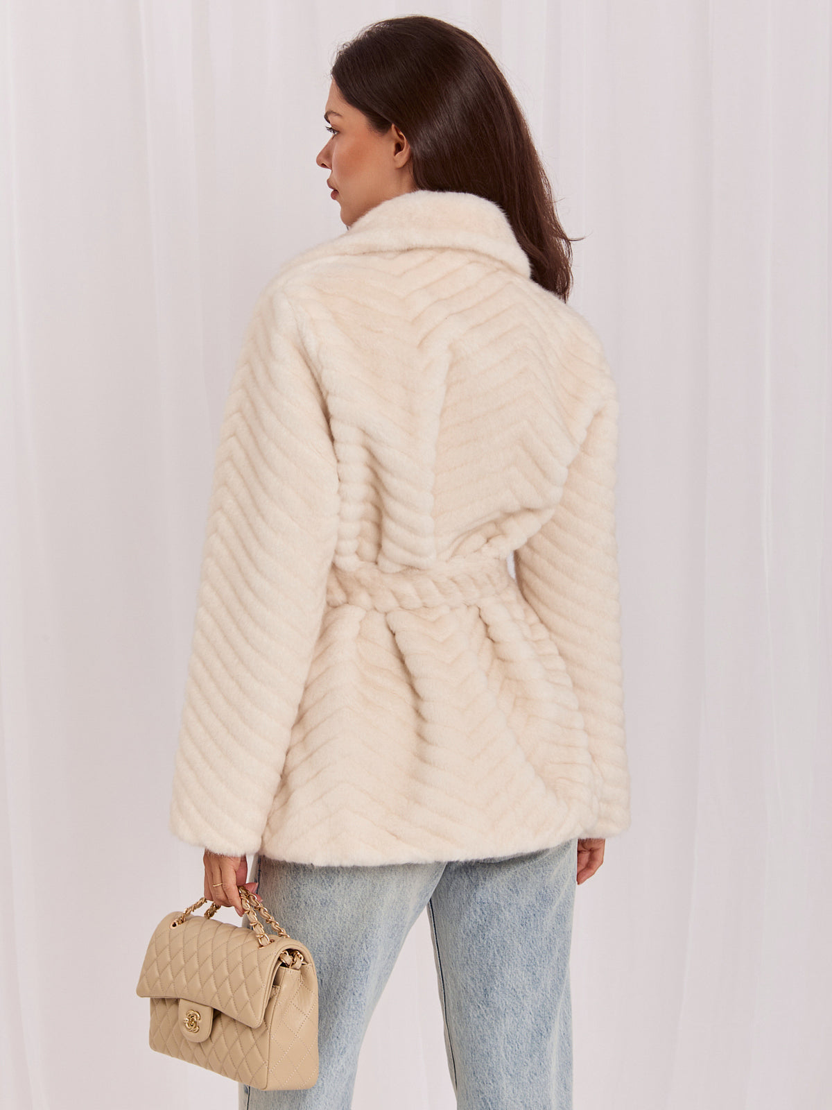 MELFIA Belted Faux Fur Coat