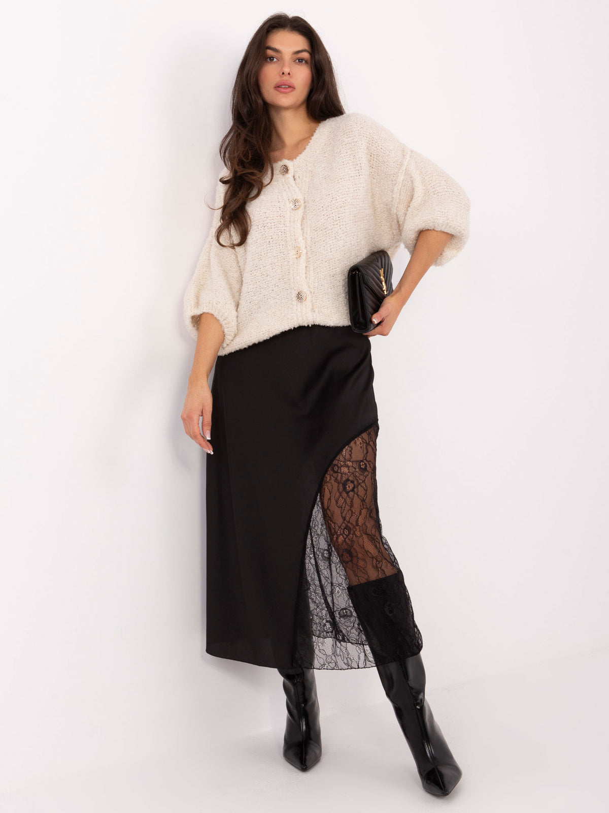 MELFIA® Bouclé-Pullover mit Knöpfen