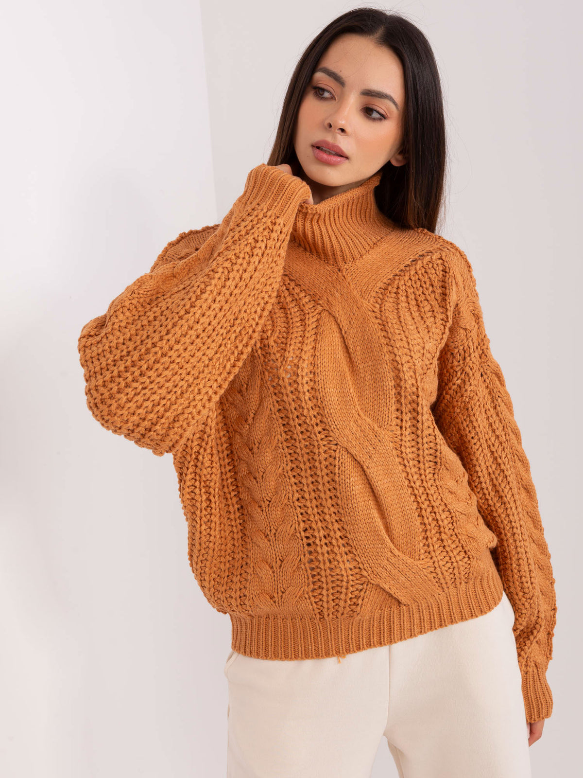 MELFIA – Damen Oversize-Pullover mit Zopfmuster