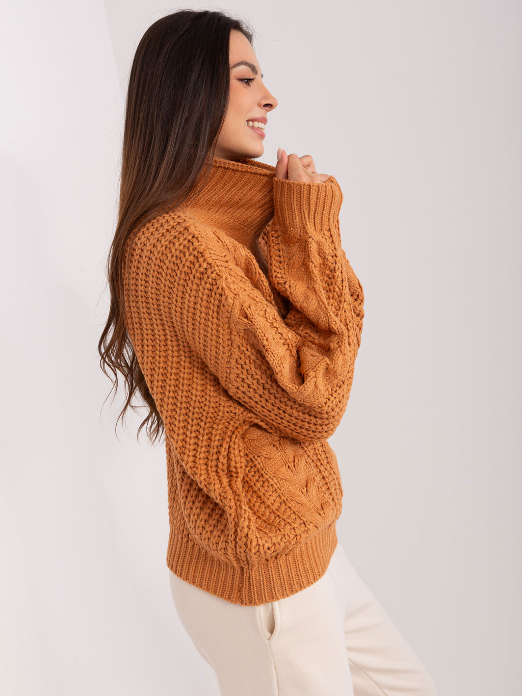 MELFIA – Damen Oversize-Pullover mit Zopfmuster