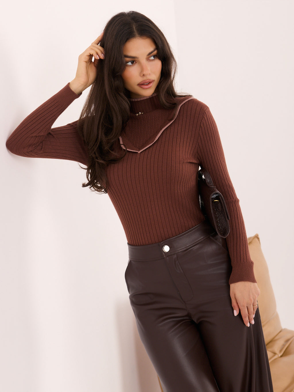 MELFIA® Gestreifter Pullover mit Stehkragen