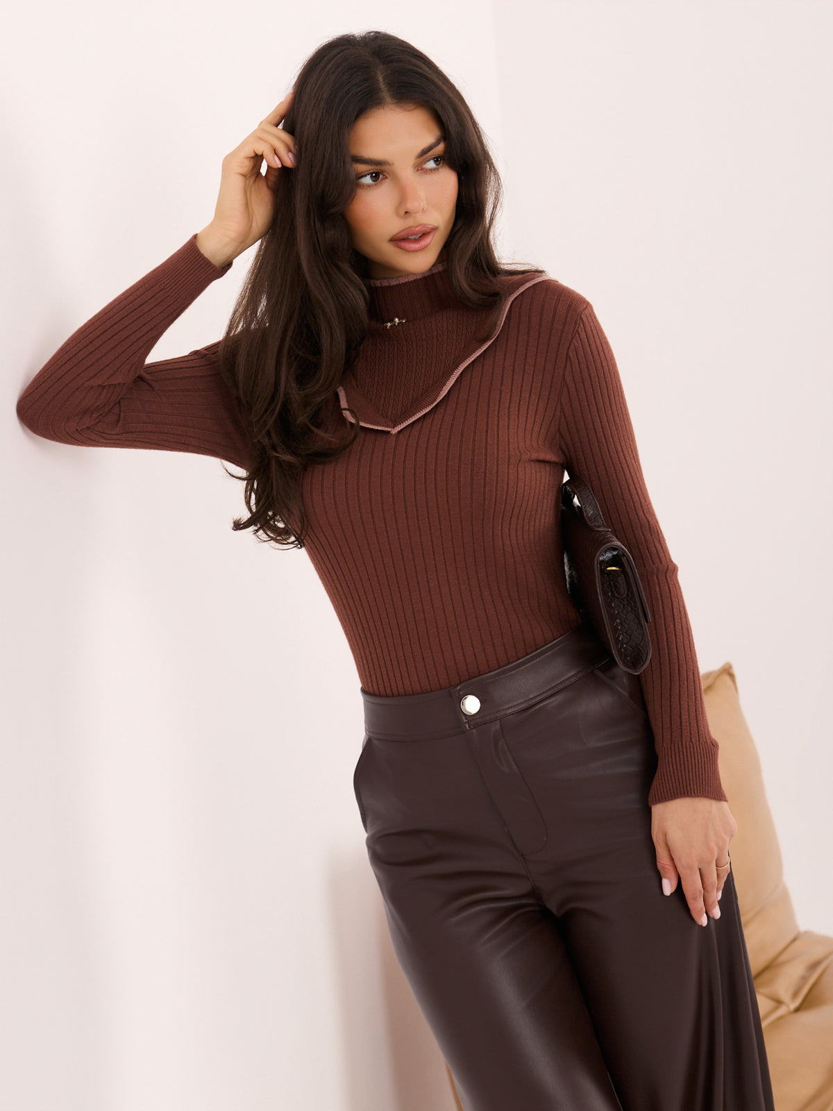 MELFIA® Gestreifter Pullover mit Stehkragen
